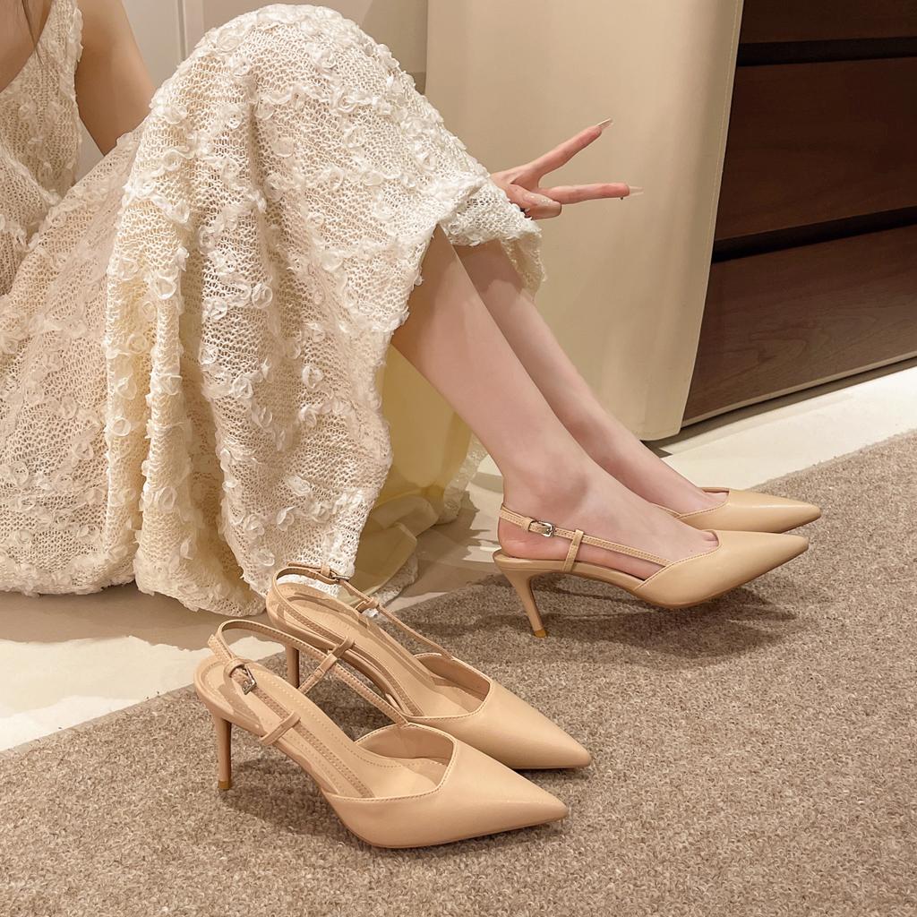 New Fashion Summer Women Pumps Woman Buckle Beige Single Shoes Square Heels Comfortable Dress Party Shoes