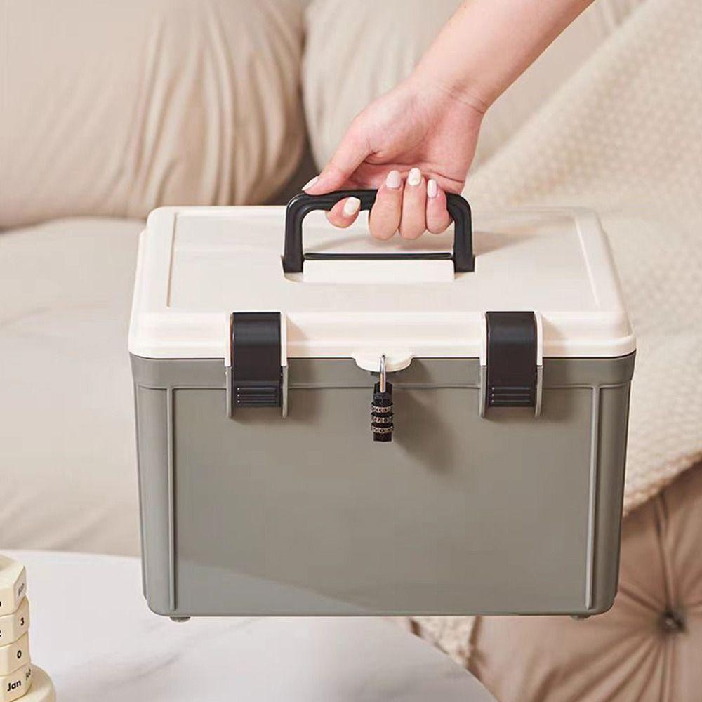 Portable Lockable Storage Container Bin Large Capacity With Combination Lock Lock Safe Box Stable Versatile Lock Box Home Office