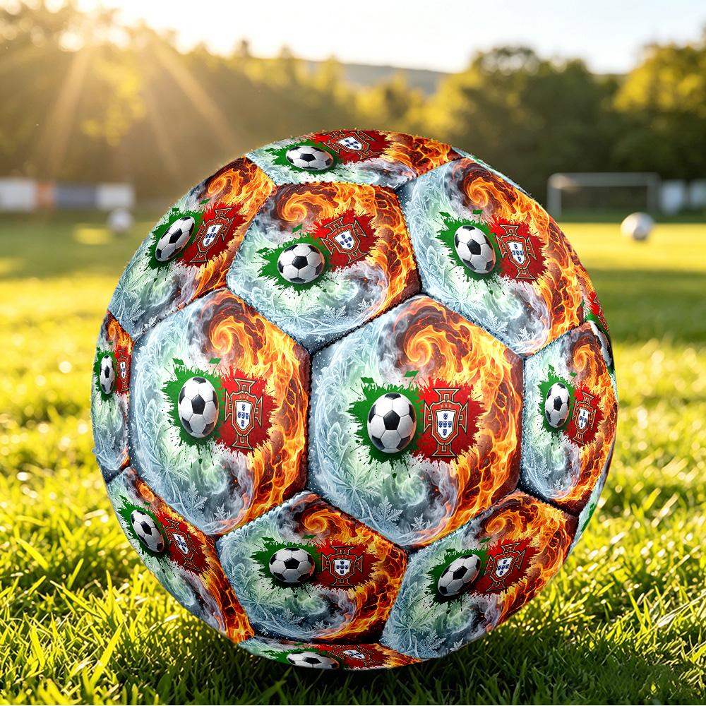 Portugal Football Printed Size 5 Soccer Ball Wear Resistant Standard Adult Training Football Fan Gift for Indoor Outdoor Match Sports
