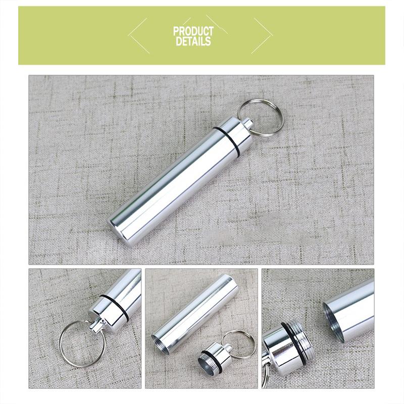 Aluminum Alloy Portable Pill Case Waterproof Keychain Hanging Capsule Bottle Container Outdoor Camping Travel Tablet Storage Box