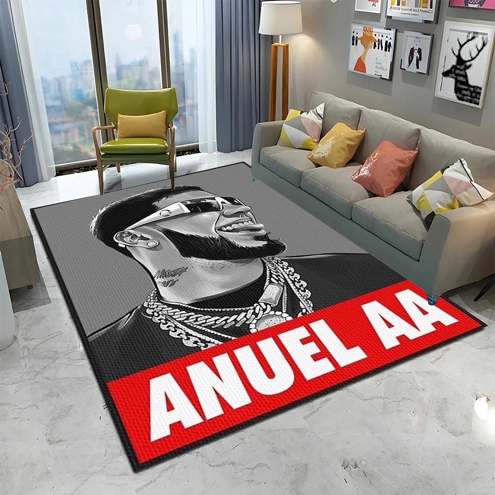 Free Anuel AA Rapper Hip Hop Singer Carpet Rug for Home Living Room Bedroom Sofa Doormat Decor,kids Area Rug Non-slip Floor Mat