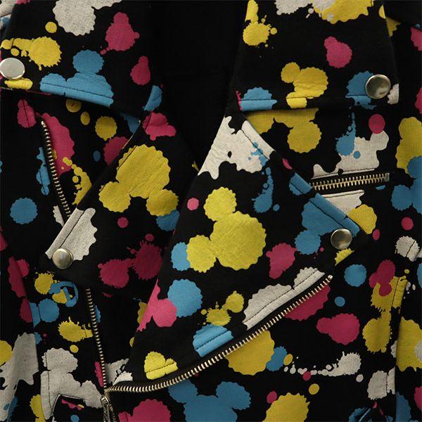 Disney All-over Mickey Mouse pattern cotton Riders jacket M Women Used