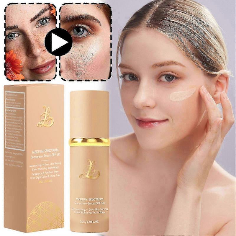 1-3X 4-in-1 Farbwechselnde Foundation mit LSF 50+, Mittelspektrum Foundation Make-up, Vollständige Abdeckung & Langanhaltend