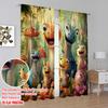 2pcs,2D Plane Printing Curtain Fabric Dinosaur Friends Versatile Polyester Fabric (without Rod) Gifts Use for Living Room,