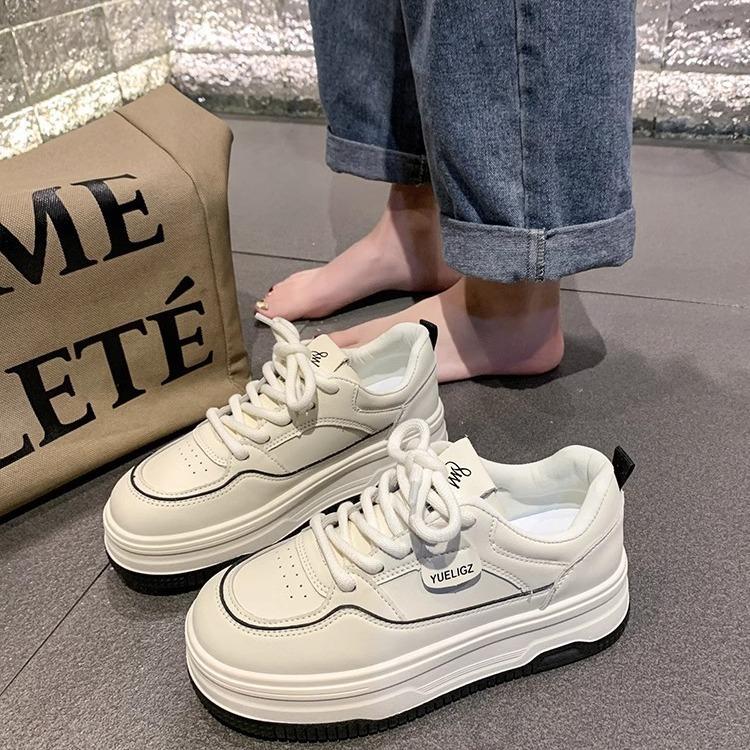 Popular little white shoes women's summer 2025 new shoes versatile thick baseplate shoes casual shoes women's sports shoes round head