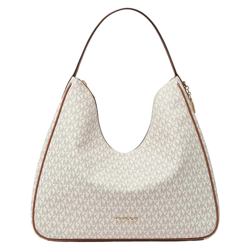 

Michael Kors MK Nayla Lazy Style Logo Print Faux Leather Hobo Shoulder Bag Medium Women bags Vanilla-White Acorn-Brown 35F5G5ZL6B-150 Basic Set (Bag+Dust Bag)