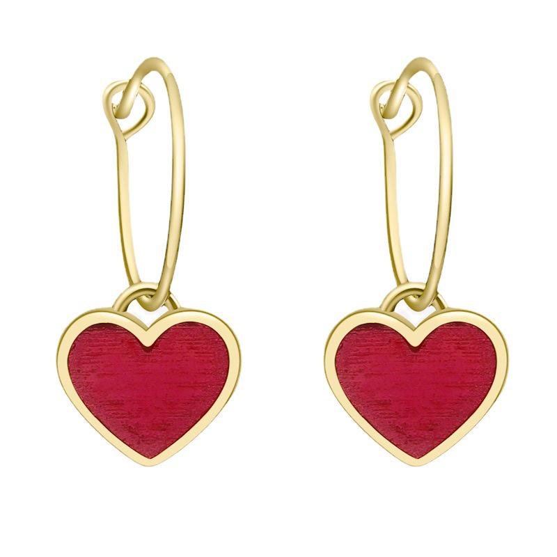 Korean-Style Retro Heart Earrings - Simple Red Ear Studs & Sweet Hoop Pendants for Women