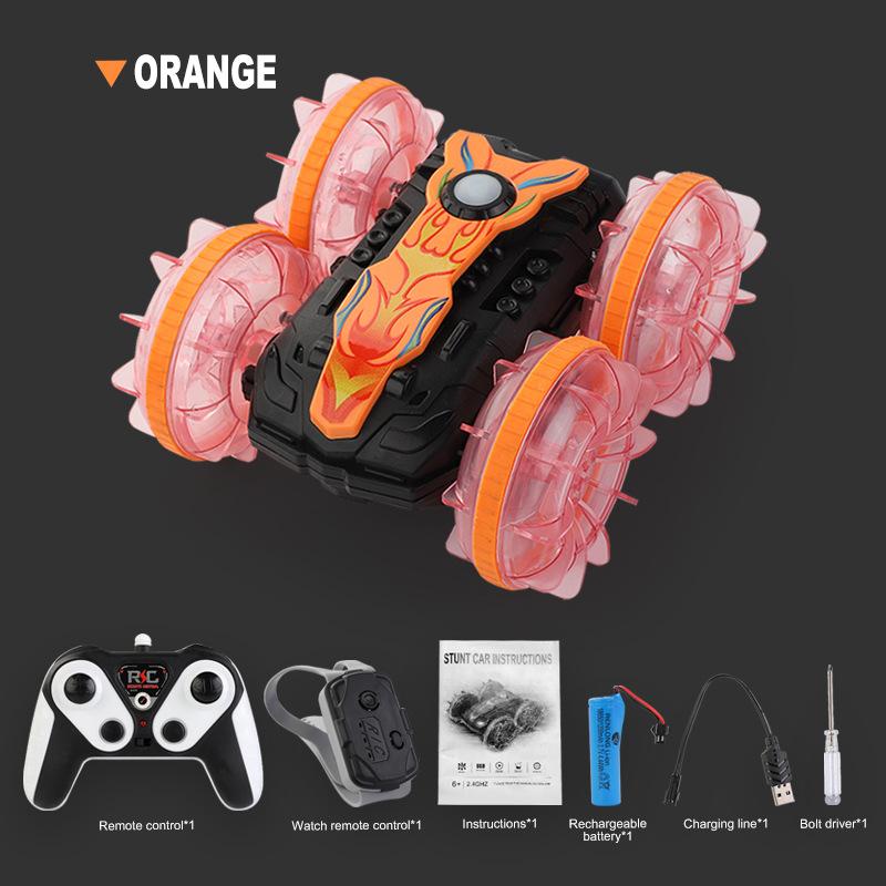Light Land Vehicle Double-sided Remote Control Amphibious Tumbling Rotary Remote Control Stunt Beach Toy Children's Car Electric