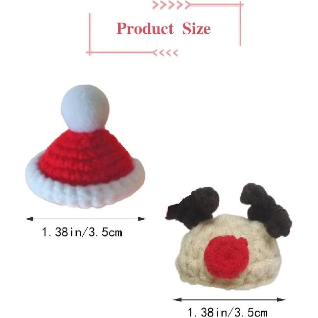 Hamster Hat with Adjustable Strap, Cute Small Animals Hat, Mini Hand Knitted Hats for Small Pets Parrot Bearded Dragon Guinea Pig Bunny (Christmas)
