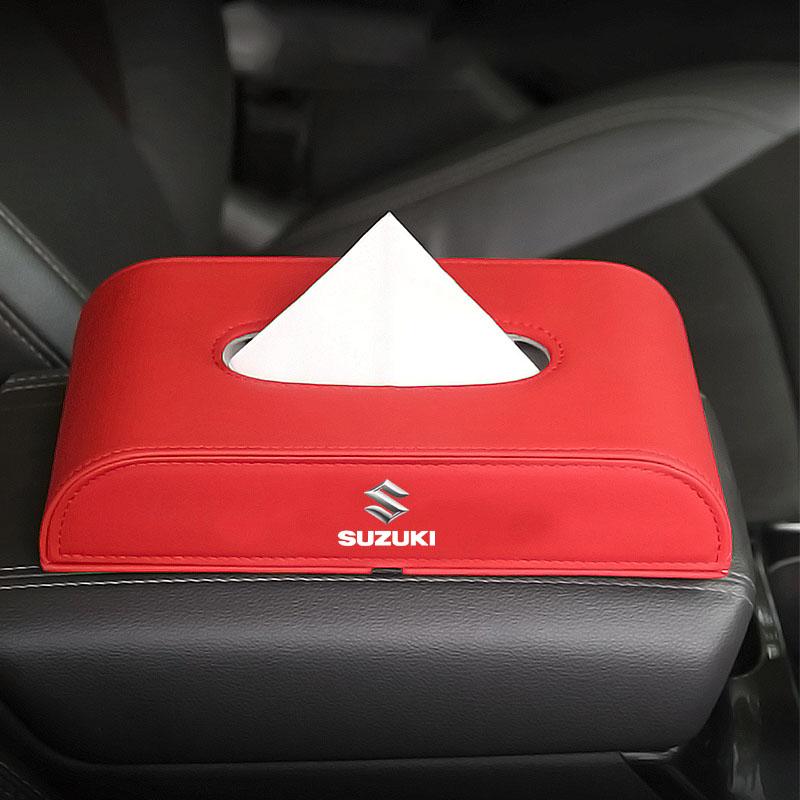 1pcs Car Tissue Box Holder Armrest Box Storage Case Emblem for Suzuki Jimny GW250 Samurai Vitara Swift Baleno SX4 Ignis Alto Splash Swace