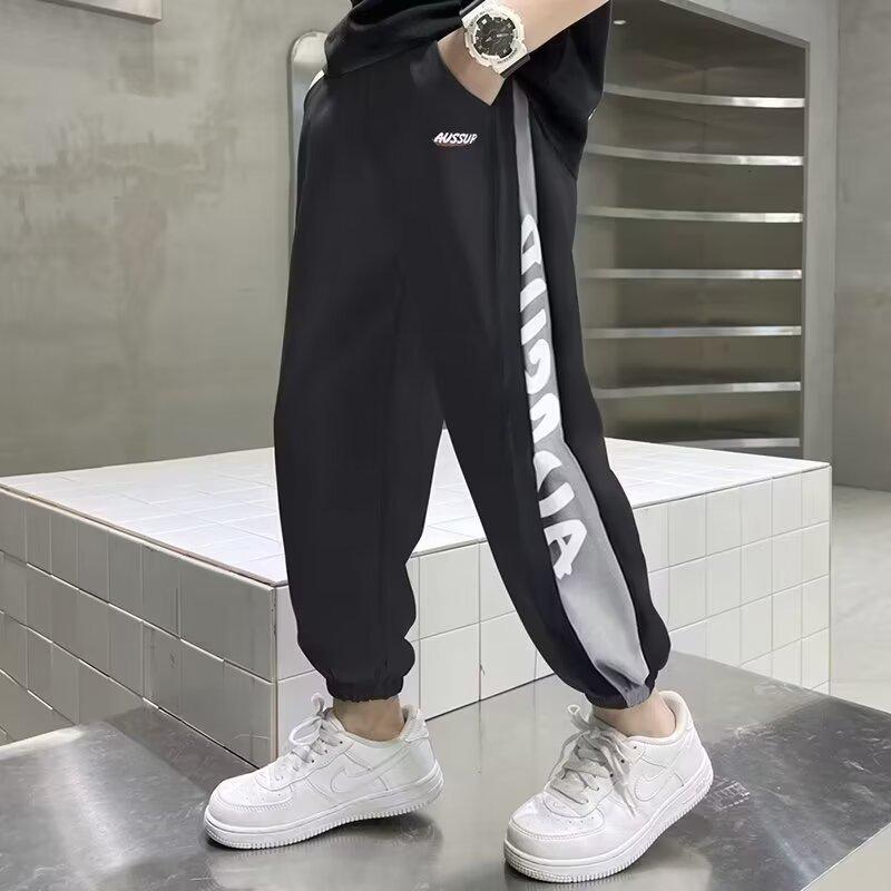 

Универсальные брюки CUHK для мальчиков с манжетами в стиле кэжуал - Модные спортивные брюки на весну/осень 140 cm чёрный