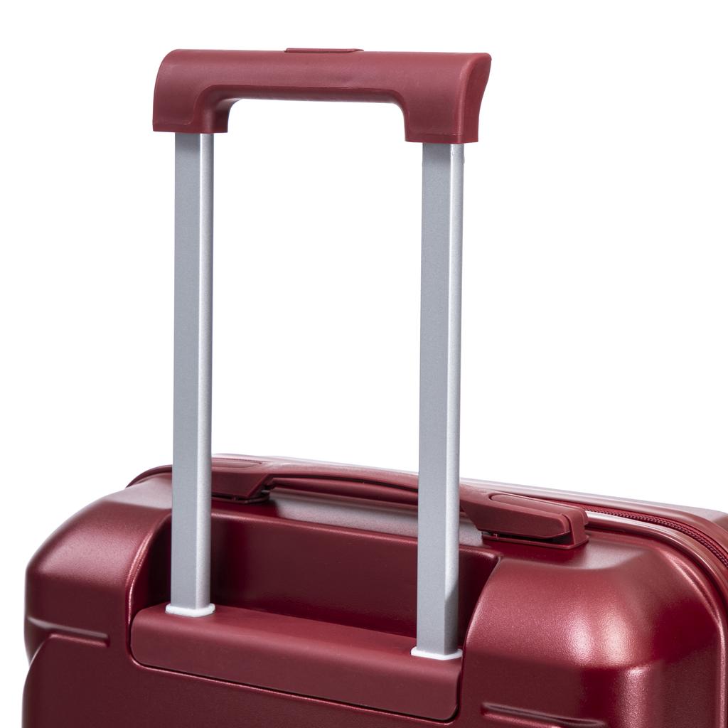 14"/19" 2-piece ABS spinner luggage set with combination lock & 14" cosmetic bag (wine red)