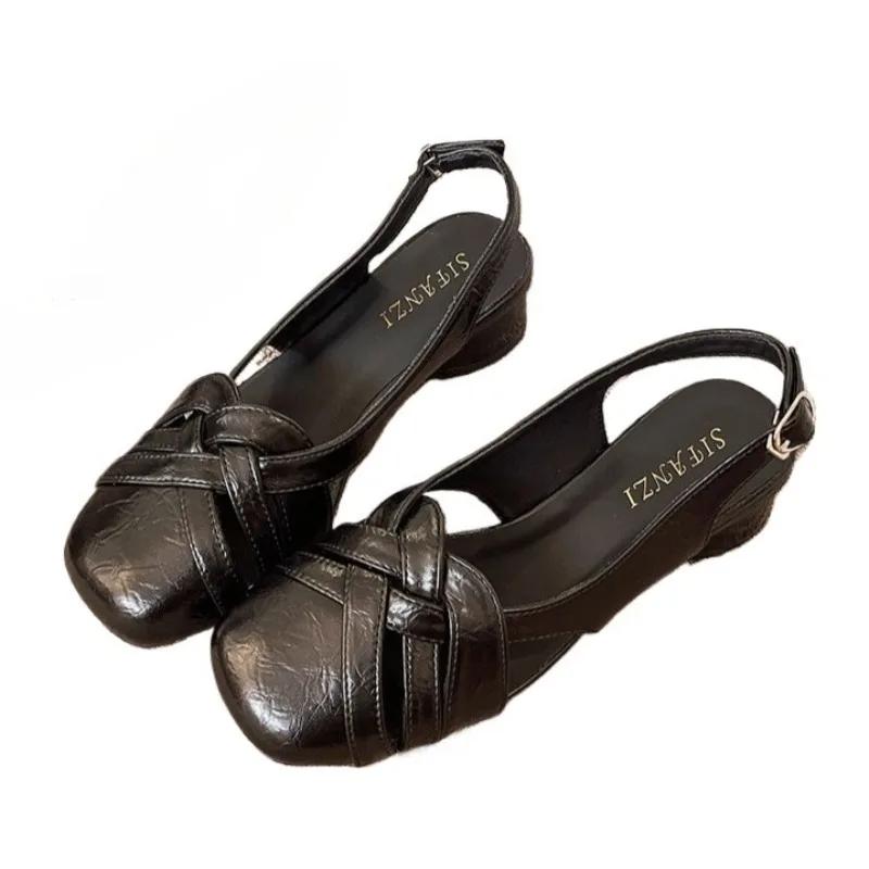 Fashion Designer Women Heeled Sandals Chunky Summer Shoes Fashion Woman Slippers 2025 Party Dress Slides Walking New Mujer De Sandalias