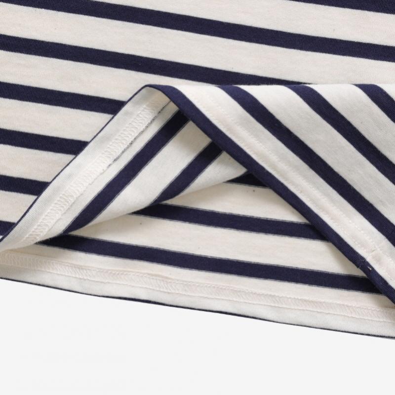 Saint James Kids Long Sleeve Tee Modern Stripe 2066 Ecru Marine