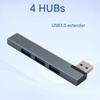 Aluminium 4-Port Mehrfach-USB-Splitter USB 90-Grad-Stecker Platzsparendes Verlängerungskabel für Laptop PC Konsolen