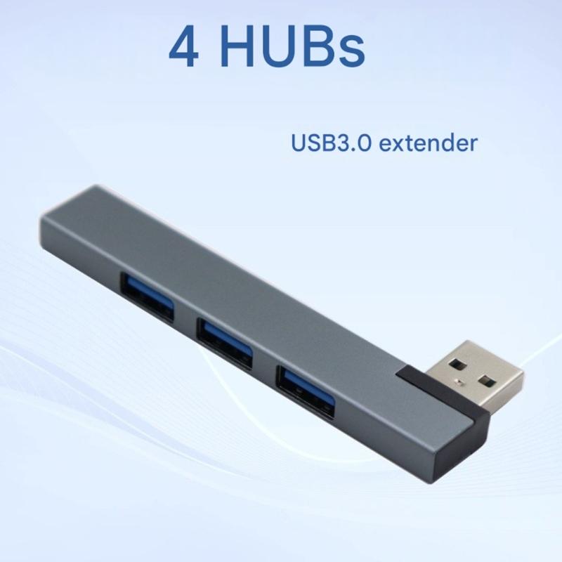 Aluminium 4-Port Mehrfach-USB-Splitter USB 90-Grad-Stecker Platzsparendes Verlängerungskabel für Laptop PC Konsolen