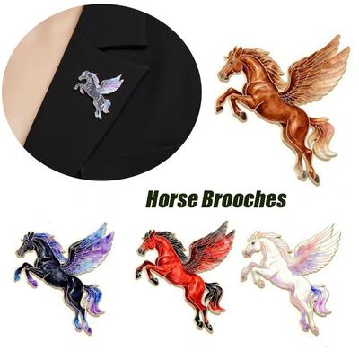 New Vintage Horse Brooches Traditional Elegant Zodiac Animal Badge Enamel Brooch Pins Gift