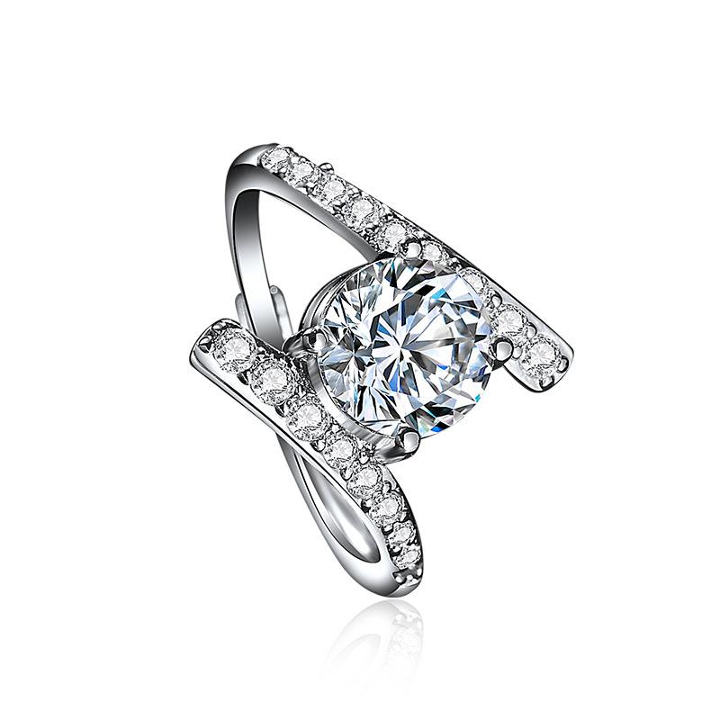 Luxury Shining Crystal   Copper Diamond Ring Beautiful Ring Fashion Wedding Party Women Jewelry Gifts