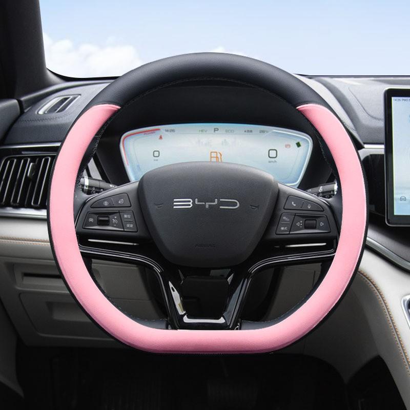 Nappa Leather Car Steering Wheel Cover BYD Song Plus Frigate 07 Qin Han EV Tang DMI Anti-slip Universal 38cm