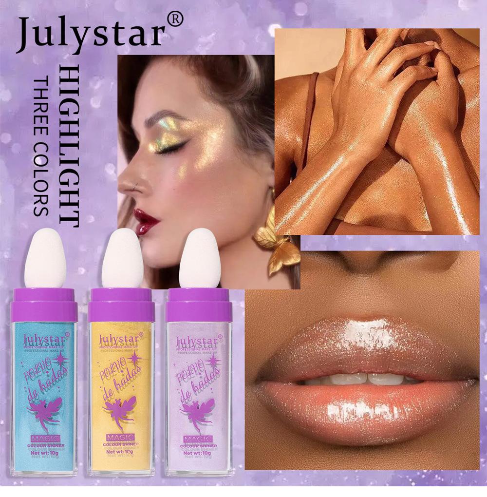 Make-up Fee Pat Puder Set Gesicht Dreidimensionales Contouring Glitzer Körperaufhellung Perlmuttfarbenes Highlight-Puder Set