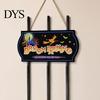 Spooky Charm Indoor Party Decor Halloween Broom Parking Sign with 3 Witch Brooms, Hocus Pocus Themed Wooden Sign, Reusable Farmhouse Entrance