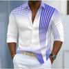 Men's Striped Pattern Printed Long Sleeve Shirts Casual Cardigan New Button Holiday Fashion Shirts