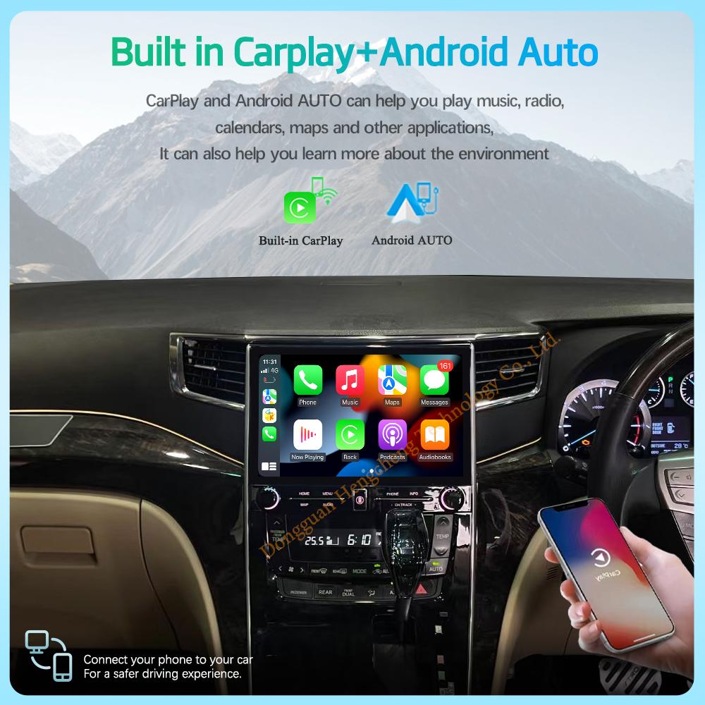 For Toyota Alphard Vellfire 20 2007-2013 Car Multimedia Video Player 11.6" GPS Navigation Android12 8Core CarPlay 4G 360Camera