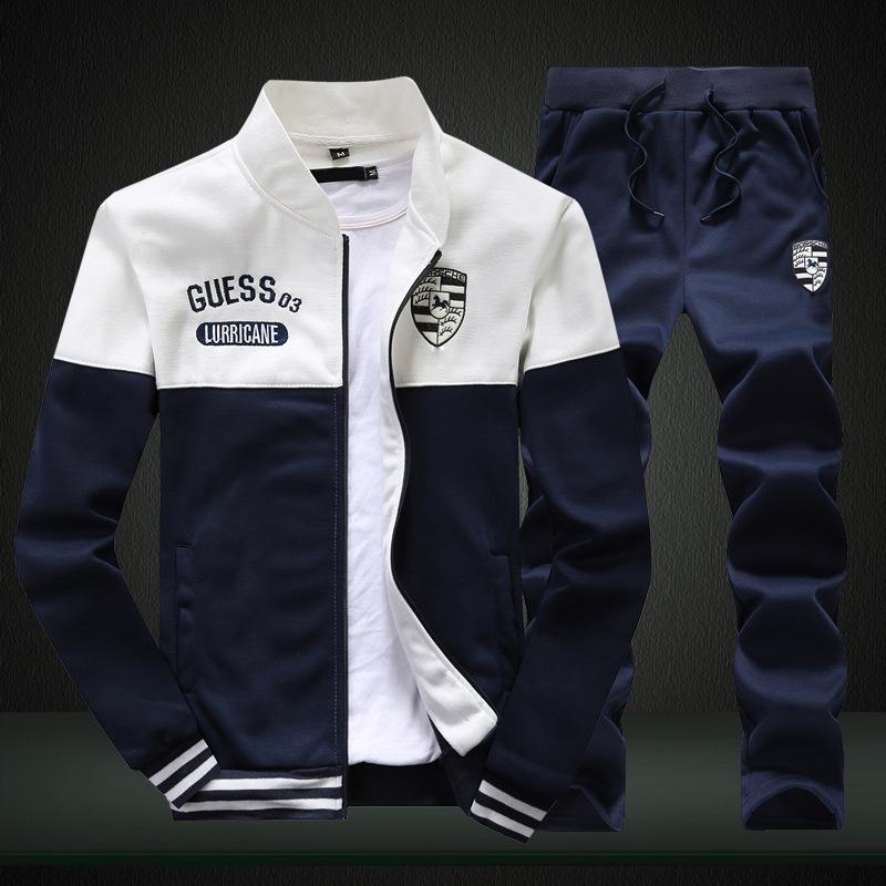 Men's Spring And Autumn Casual Sports Suit Fashion Teen Student Stand Collar Baseball Uniform Men's Two-piece Set