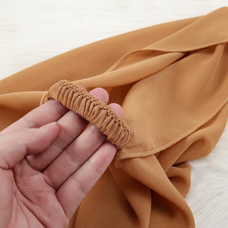 Sciarpa Hijab Istantanea in Chiffon Solido per Donna Musulmana Fascia Elastica Sottogola Hijab Moda Casual Foulard Islamico Turbante Bandana