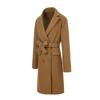 European, American Autumn and Winter Street Woolen Long Women's Coat Belt Double-breasted Lapel Tie-up Women's Coat