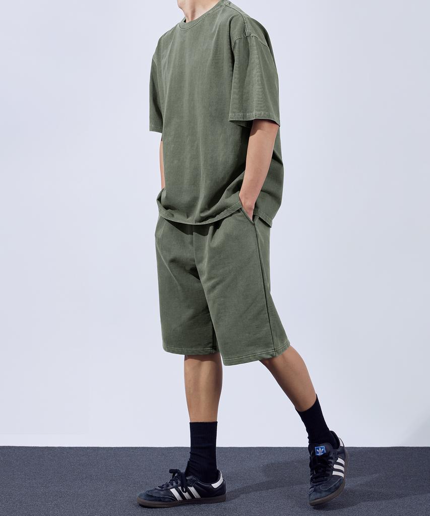 TOPBOY Heavy Duty Pigment One-Pleat Bermuda Pants Light Khaki