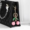 Sparkling 3D Cherry Charm Keychain Accessory Fashionable Fruit Shape Key Rings Portable Bag Decoration for Women