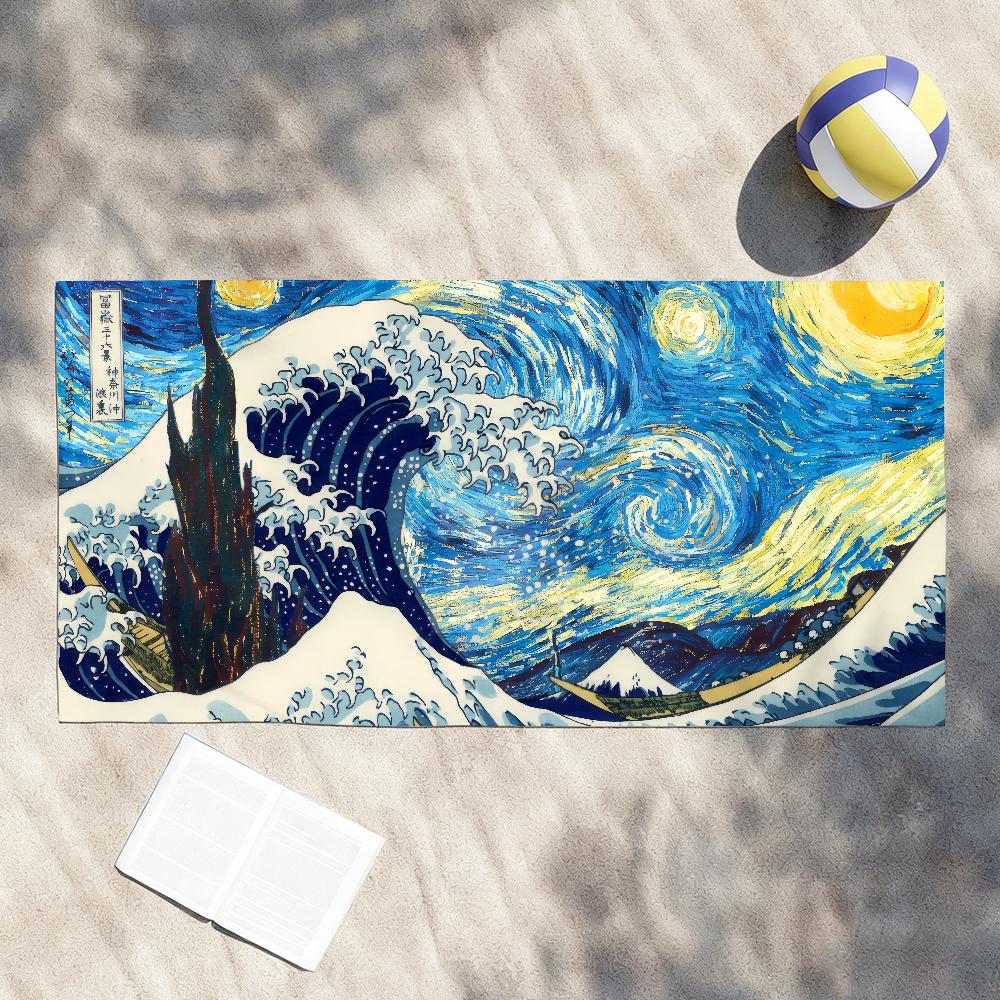 

Art Katsushika Hokusai Waves Towel Shower Sauna Travel Spa Quick Dry Gym Accessories Soft Large Beach Towels W30*H60(CM)