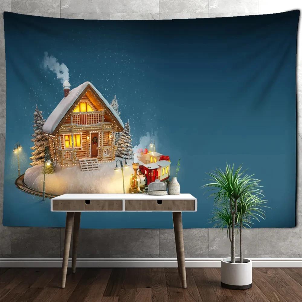 Christmas Tapestry Christmas Tree Holiday Home Living Room Bedroom Wall Hanging Decoration Festive Background Cloth Tapestry