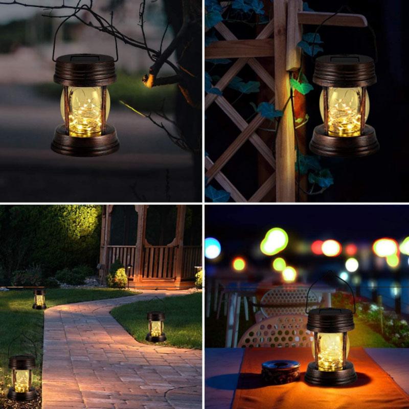 Retro Solar Powered Handheld Lantern Horse Shape Outdoor Waterproof Light for Garden Lawn Tree Fence Decorative Solar Lamp