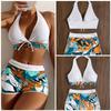 2024 Women's High Waist Sporty Lace-up Bikini Set with Split Flat Leg Swimsuit