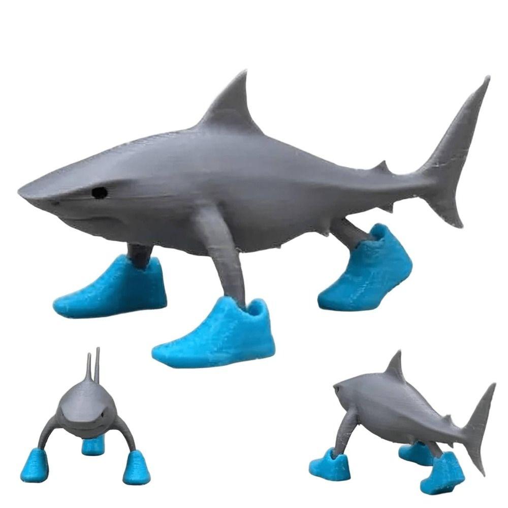 

Desk Decor Wear Shoes Sharks 3D Printed Shark Meme Figurines for Colleagues and Friends