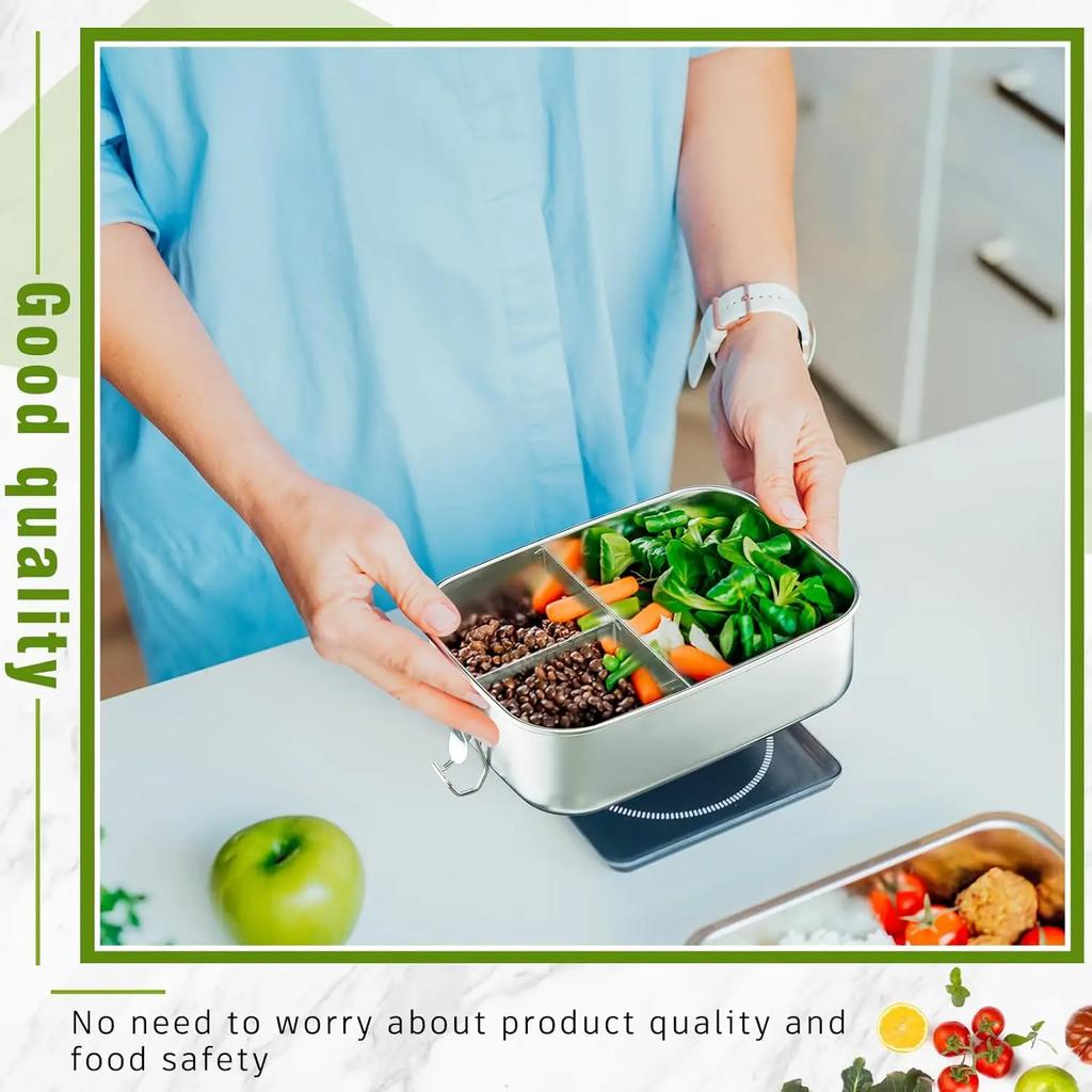 Verpackte Bento Lunchbox Erwachsene, 304 Edelstahl Lebensmittel Luftdicht Mahlzeit Vorbereitung Beilagenbehälter Lunchbox Topper für Lebensmittel Taper