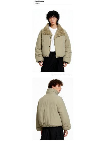 OREETA Faux Lambswool Unisex Jacket - Double-Sided, Warm Cotton Coat for Autumn/Winter with Large Lapel