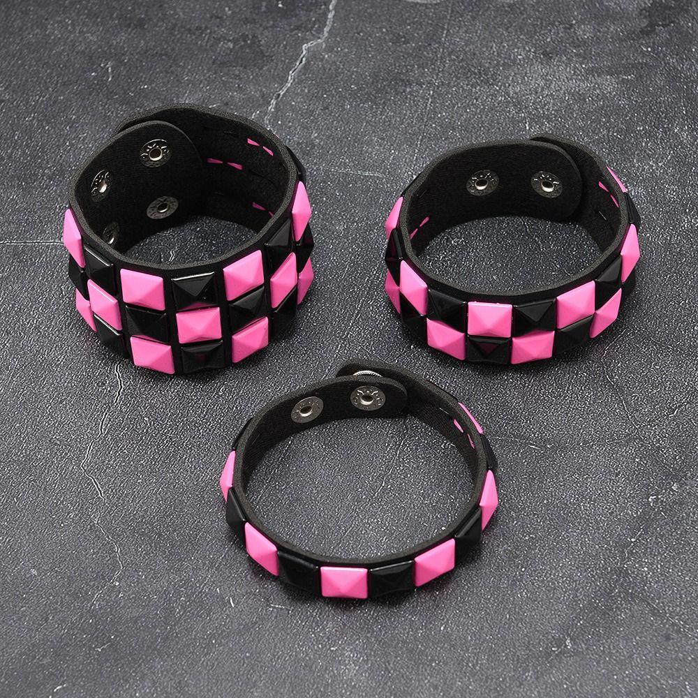 Vintage Big Wide Bracelet Contrasting Gothic Punk Bracelet Rivets Leather Wristband Male Female
