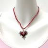 Y2K Gothic Jewelry Heart Rose Cross Pendant Black Beaded Chain Rivet Necklace For Women Men Punk Vintage Grunge Neck Accessories