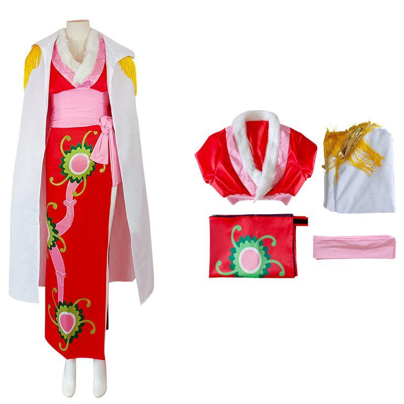 Anime One Piece Empress Hancock Cosplay Clothing Red Cheongsam Kimono Element Costume