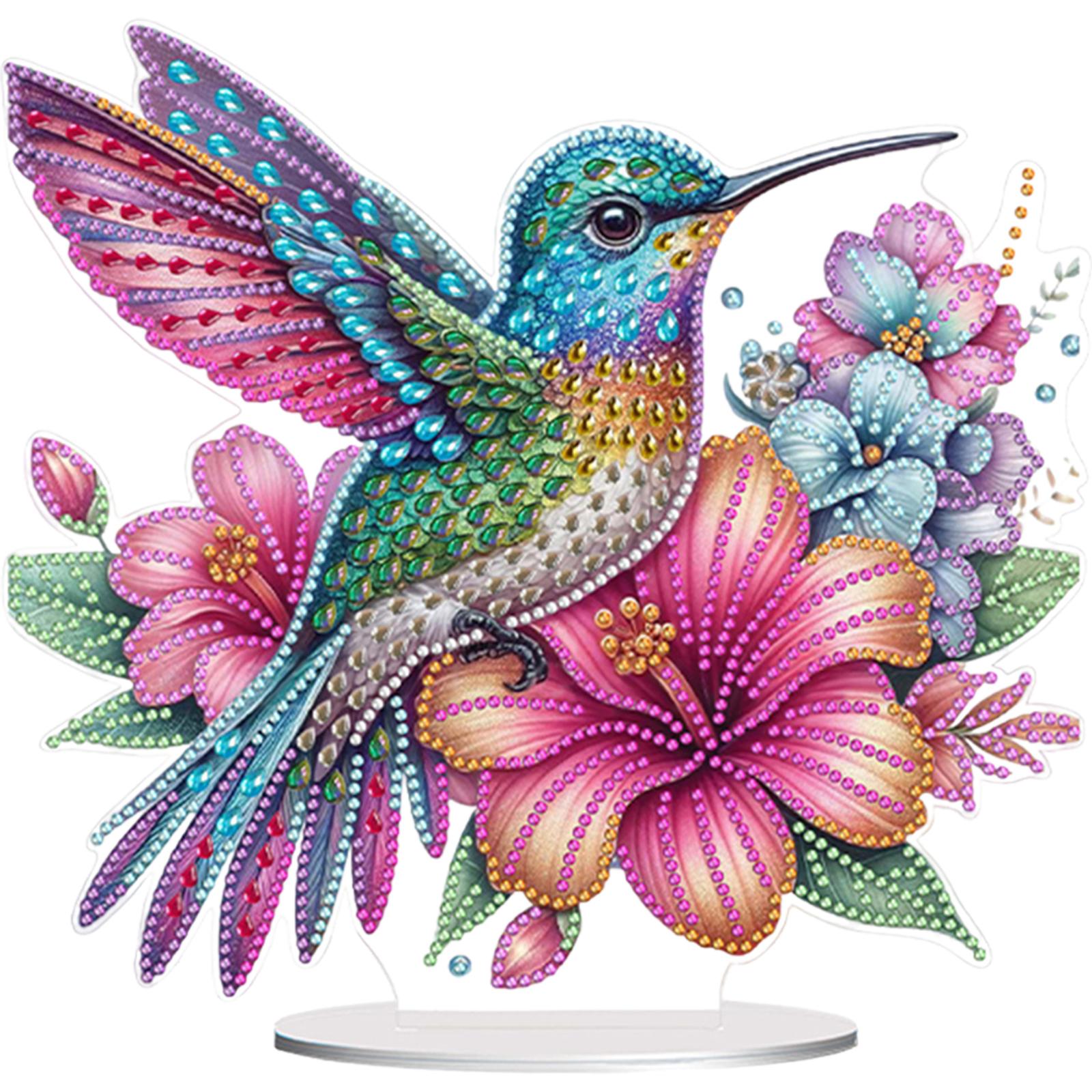 

Special Shape Hummingbird Flower 5D DIY Diamond Art Tabletop Decorations Diamond Painting Desktop Ornaments Kit for Office Decor