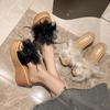 Fashion Women Wedge Slippers New Summer Beach Shoes Platform Appliques Female High Heel Sandals Outdoor Clog Slides