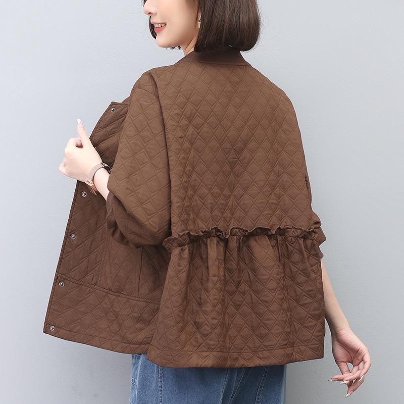 

2024 Spring/Autumn Women s Short Coat: Chic, Age-Defying, Versatile Jacket for Middle-Aged Women XXL (135-150 Jin) чорний