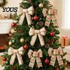 Reusable Holiday Party Supplies Christmas Bows for Wreath, Merry Craft Bow Ornaments, Winter Tree Door Window Ornaments Decoration Tree, Front