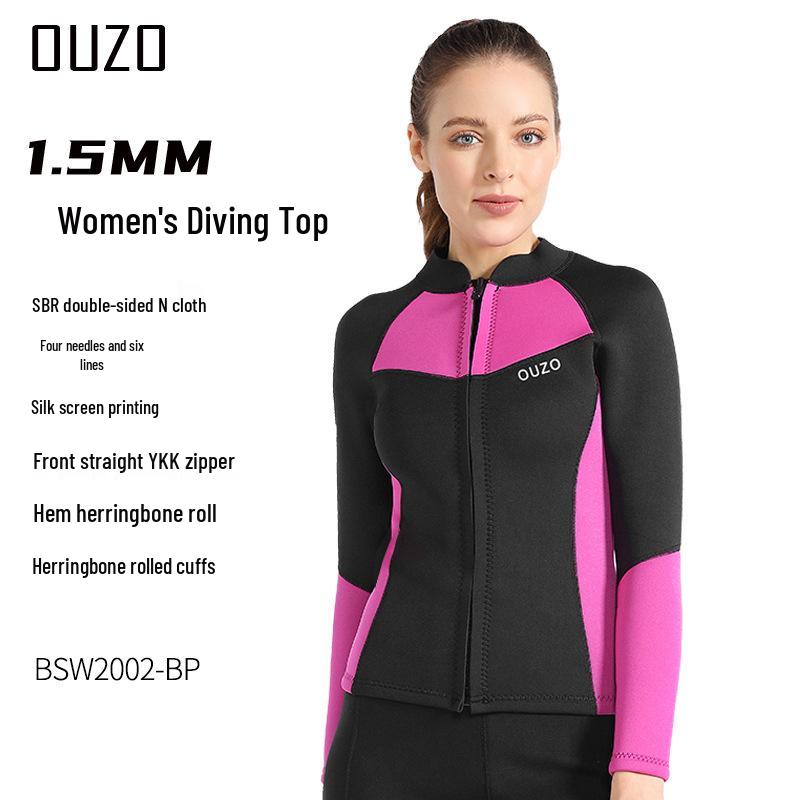 1.5mm OUZO Scuba Diving Suit Set - Unisex Long Sleeve, Cold & Sun Protection, Two-Piece for Surfing & Diving
