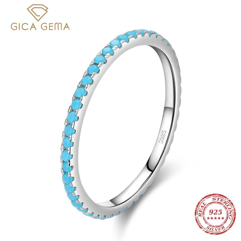 

Gica Gema, 100% стерлинговое серебро 925 пробы, классический изысканный круглый циркон, очаровательное штабелируемое кольцо на палец для женщин, модные изящные ювелирные изделия