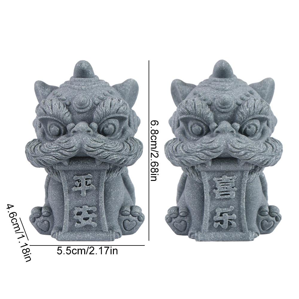 Artwork Awakening Lion Ornament Artificial Stone Lion Mascot Statue  Tea Pet