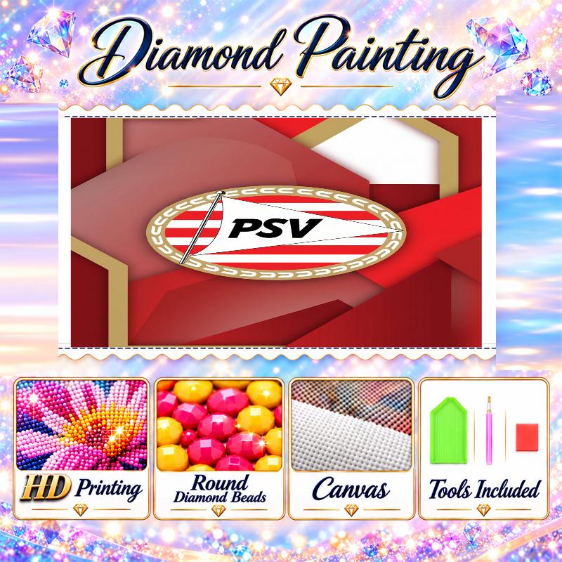 PSV Eindhoven FC Diamond Painting Kit 5D Full Drill DIY Diamond Mosaic Wall Art Home Decor